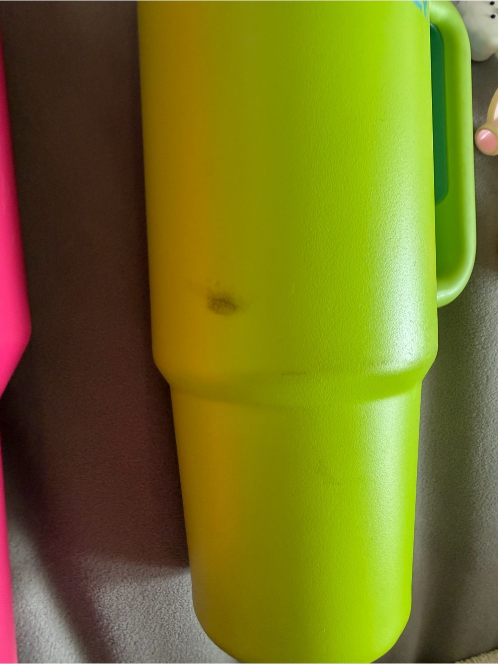 Stanley Bright Pink and Neon Lime Travel Tumblers with Handles - Picture 2 of 2